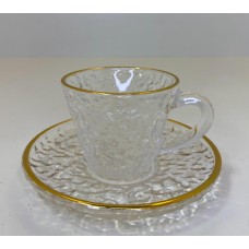 Jogo 6 Xícaras de Café com Pires em Cristal